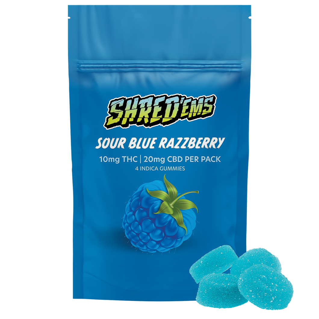 Shred'ems - Sour Blue Razzberry Gummies